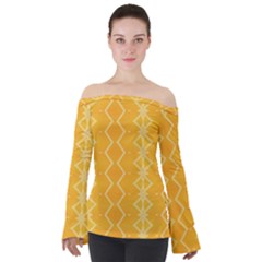 Pattern Yellow Off Shoulder Long Sleeve Top by HermanTelo