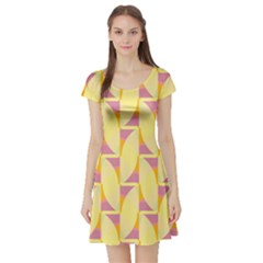 Yellow Pink Short Sleeve Skater Dress