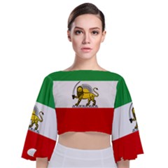 State Flag Of The Imperial State Of Iran, 1907-1979 Tie Back Butterfly Sleeve Chiffon Top by abbeyz71