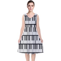 Piano Keys V-neck Midi Sleeveless Dress  by bloomingvinedesign