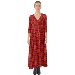 Pattern Red Background Structure Button Up Boho Maxi Dress by HermanTelo