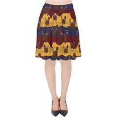 Turkey Pattern Velvet High Waist Skirt by bloomingvinedesign