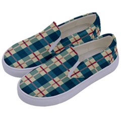 Pattern Texture Plaid Grey Kids  Canvas Slip Ons by Mariart