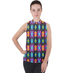 Squares Spheres Backgrounds Texture Mock Neck Chiffon Sleeveless Top by HermanTelo
