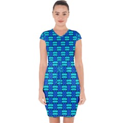 Pattern Graphic Background Image Blue Capsleeve Drawstring Dress  by HermanTelo