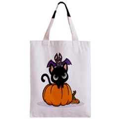 Halloween Cute Cat Zipper Classic Tote Bag by HermanTelo