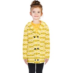 Pattern Pink Yellow Kids  Double Breasted Button Coat