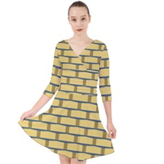 Pattern Wallpaper Quarter Sleeve Front Wrap Dress by Alisyart