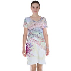 Music Notes Abstract Short Sleeve Nightdress
