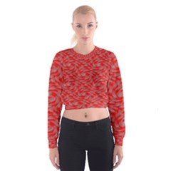 Background Abstraction Red Gray Cropped Sweatshirt by HermanTelo