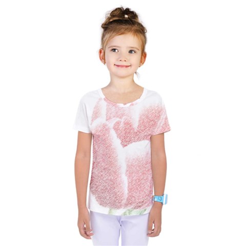 Tulip Red White Pencil Drawing Kids  One Piece Tee by picsaspassion