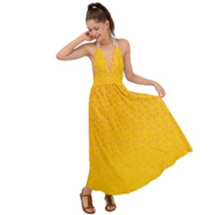 Background Polka Yellow Backless Maxi Beach Dress