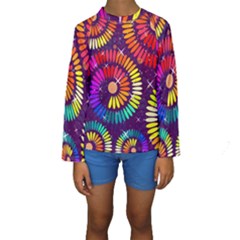 Abstract Background Spiral Colorful Kids  Long Sleeve Swimwear by HermanTelo
