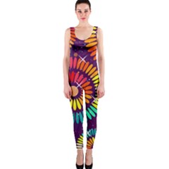 Abstract Background Spiral Colorful One Piece Catsuit