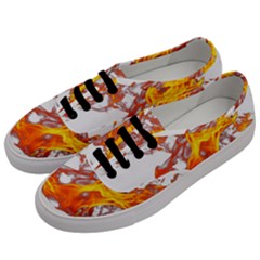 Can Walk On Volcano Fire, White Background Men s Classic Low Top Sneakers by picsaspassion