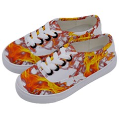 Can Walk On Volcano Fire, White Background Kids  Classic Low Top Sneakers by picsaspassion