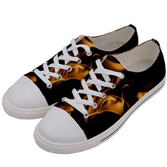 Can Walk On Volcano Fire, Black Background Women s Low Top Canvas Sneakers by picsaspassion