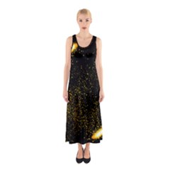Cosmos Comet Dance, Digital Art Impression Sleeveless Maxi Dress by picsaspassion