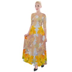 Autumn Maple Leaves, Floral Art Half Sleeves Maxi Dress by picsaspassion
