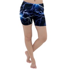 Blue Thunder Colorful Lightning Graphic Impression Lightweight Velour Yoga Shorts by picsaspassion