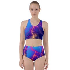 Blue Lightning Colorful Digital Art Racer Back Bikini Set by picsaspassion