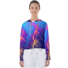 Blue Lightning Colorful Digital Art Women s Slouchy Sweat by picsaspassion