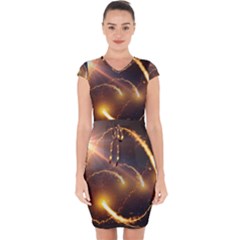 Flying Comets And Light Rays, Digital Art Capsleeve Drawstring Dress  by picsaspassion