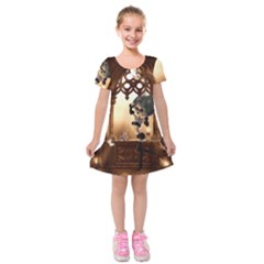 Little Dark Fairy In The Night Kids  Short Sleeve Velvet Dress by FantasyWorld7