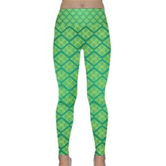 Pattern Texture Geometric Green Lightweight Velour Classic Yoga Leggings by Mariart