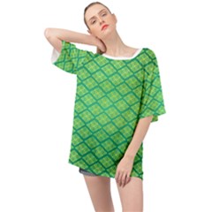 Pattern Texture Geometric Green Oversized Chiffon Top by Mariart