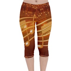 Music Notes Sound Musical Love Velvet Capri Leggings 