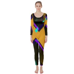Geometric Gradient Psychedelic Long Sleeve Catsuit