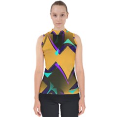 Geometric Gradient Psychedelic Mock Neck Shell Top by HermanTelo