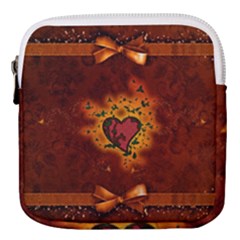 Beautiful Heart With Leaves Mini Square Pouch by FantasyWorld7