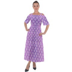 Pattern Texture Geometric Purple Shoulder Straps Boho Maxi Dress 