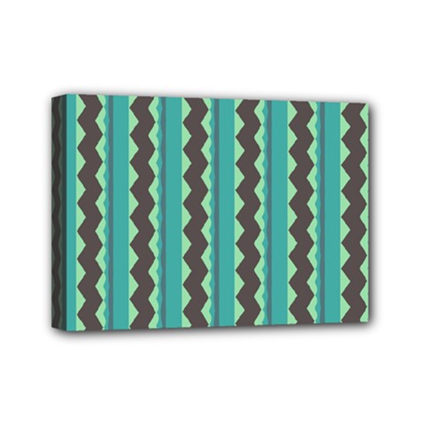 Background Chevron Blue Mini Canvas 7  X 5  (stretched) by HermanTelo