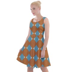 Pattern Brown Triangle Knee Length Skater Dress