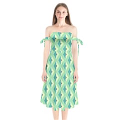 Background Chevron Green Shoulder Tie Bardot Midi Dress by HermanTelo