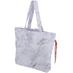White Marble Texture Floor Background With Dark Gray Grey Texture Greek Marble Print Luxuous Real Marble Drawstring Tote Bag by genx
