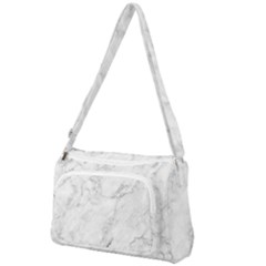 White Marble Texture Floor Background With Dark Gray Grey Texture Greek Marble Print Luxuous Real Marble Front Pocket Crossbody Bag by genx