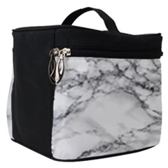 White Marble Texture Floor Background With Black Veins Texture Greek Marble Print Luxuous Real Marble Make Up Travel Bag (small) by genx