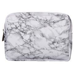 White Marble Texture Floor Background With Black Veins Texture Greek Marble Print Luxuous Real Marble Make Up Pouch (medium) by genx