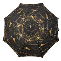 Black Marble Texture With Gold Veins Floor Background Print Luxuous Real Marble Straight Umbrellas by genx