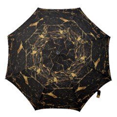 Black Marble Texture With Gold Veins Floor Background Print Luxuous Real Marble Hook Handle Umbrellas (small) by genx