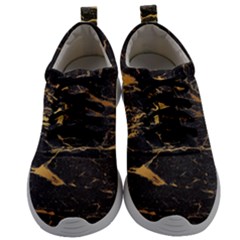 Black Marble Texture With Gold Veins Floor Background Print Luxuous Real Marble Mens Athletic Shoes by genx