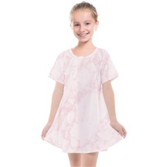 Pink Marble Texture Floor Background With Light Pink Veins Greek Marble Print Luxuous Real Marble  Kids  Smock Dress by genx