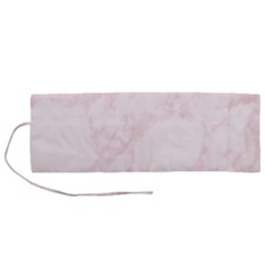 Pink Marble Texture Floor Background With Light Pink Veins Greek Marble Print Luxuous Real Marble  Roll Up Canvas Pencil Holder (m) by genx