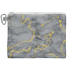 Marble Neon Retro Light Gray With Gold Yellow Veins Texture Floor Background Retro Neon 80s Style Neon Colors Print Luxuous Real Marble Canvas Cosmetic Bag (xxl) by genx