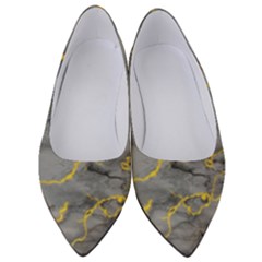 Marble Neon Retro Light Gray With Gold Yellow Veins Texture Floor Background Retro Neon 80s Style Neon Colors Print Luxuous Real Marble Women s Low Heels by genx