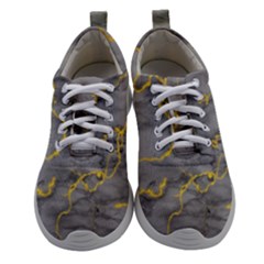 Marble Neon Retro Light Gray With Gold Yellow Veins Texture Floor Background Retro Neon 80s Style Neon Colors Print Luxuous Real Marble Women Athletic Shoes by genx